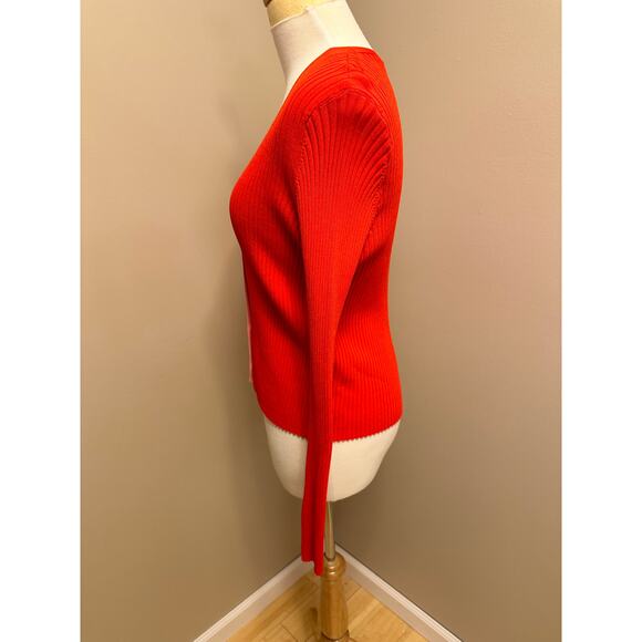 Lulus Dynamic Duo Pink and Red Color Block Ribbed Cardigan Sweater Sz XL - Picture 6 of 9